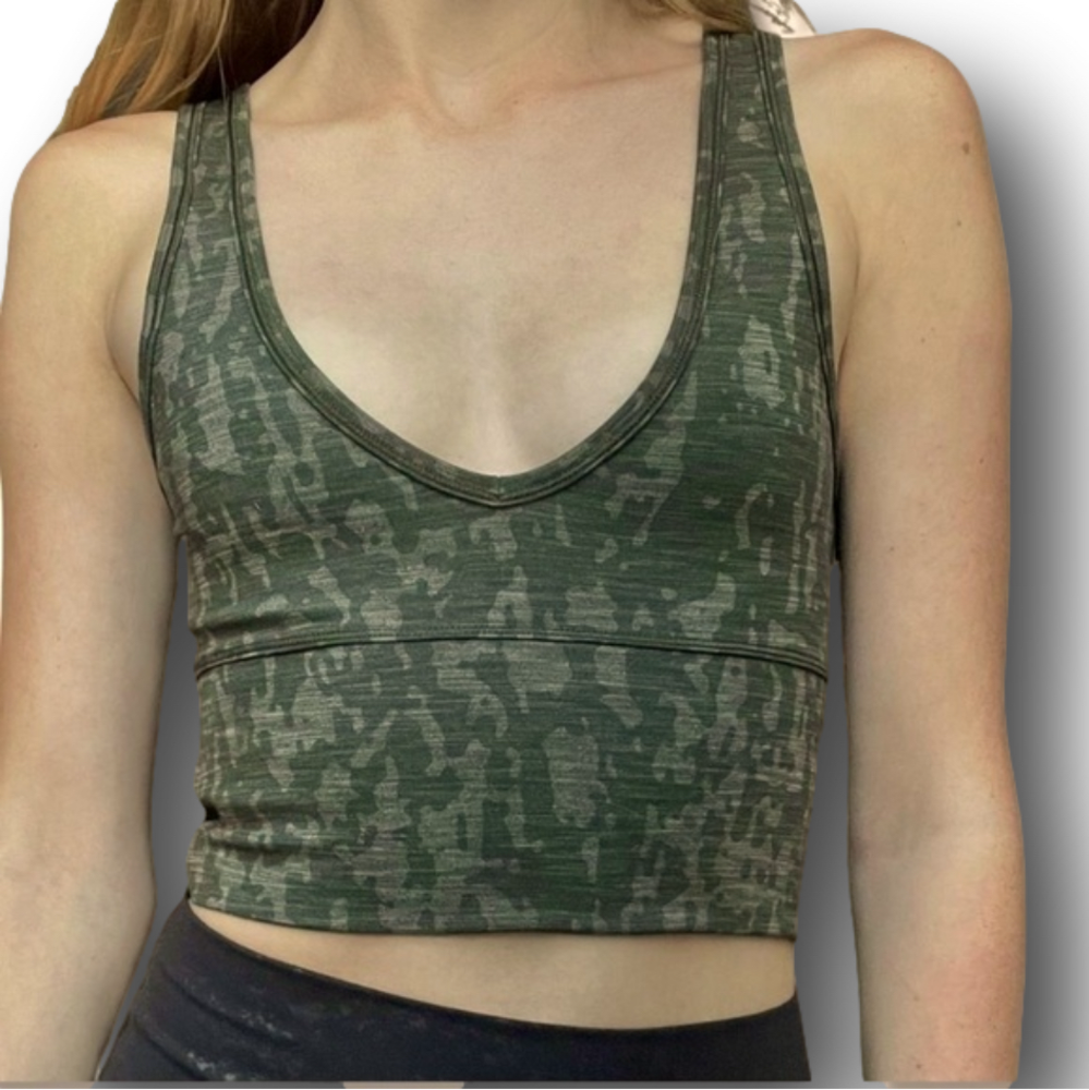 LULULEMON Power Pivot Tank Reversible Olive Heather Camo